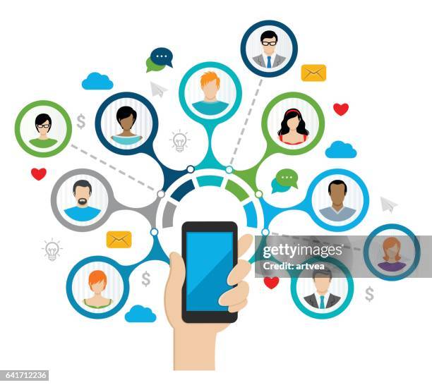 social network concept - mobile devices business stock illustrations