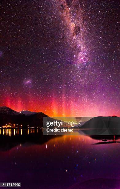 southern lights - aurora australis stock pictures, royalty-free photos & images
