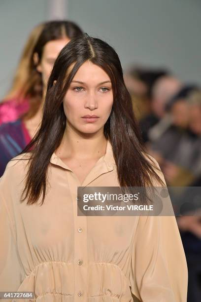 Bella Hadid walks the runway at the Sies Marjan fashion show during New York Fashion Week Fall Winter 2017-2018 on February 12, 2017 in New York City.