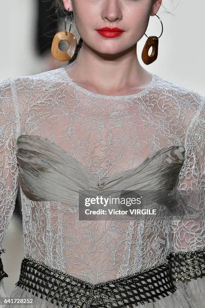 Model walks the runway at the Leanne Marshall fashion show during New York Fashion Week Fall Winter 2017-2018 on February 12, 2017 in New York City.