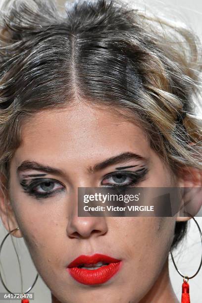 Model walks the runway at the Leanne Marshall fashion show during New York Fashion Week Fall Winter 2017-2018 on February 12, 2017 in New York City.