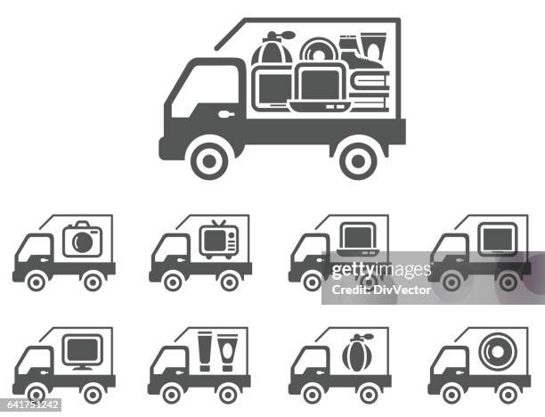 delivery icons - cosmetics packaging stock illustrations