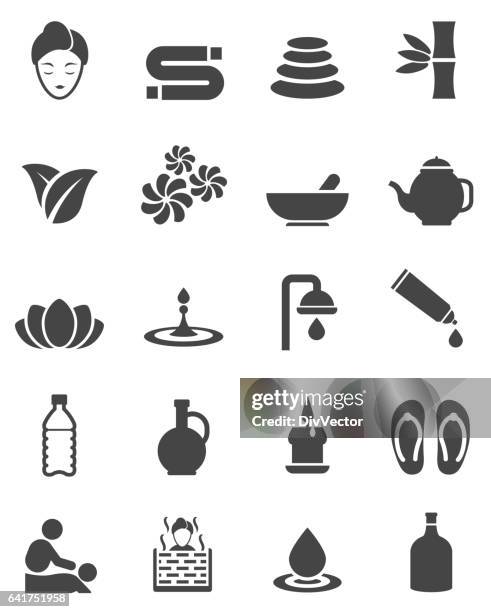 spa icon set - face pack stock illustrations