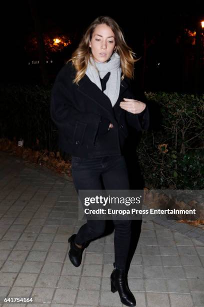 Real Madrid football player Alvaro Morata's girlfriend Alice Campello is seen leaving a restaurant on January 16, 2017 in Madrid, Spain.