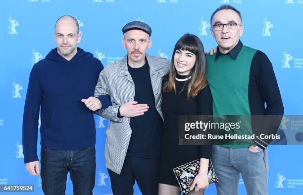 Johnny Lee Miller, Anjela Nedyalkova, Ewen Bremner and Danny Boyle attend the 'T2 Trainspotting' photo call during the 67th Berlinale International...