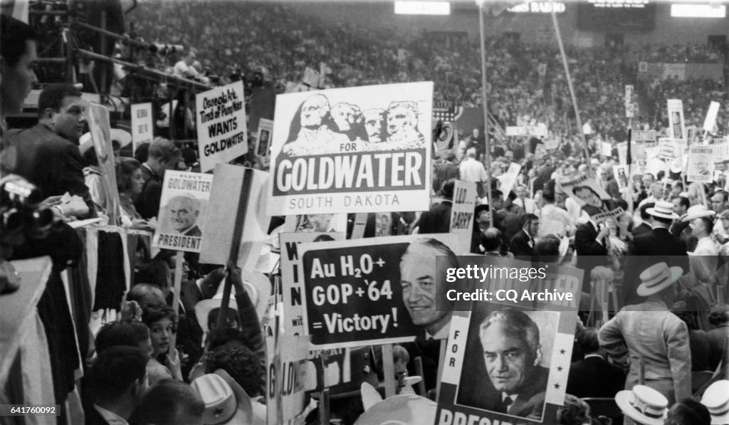 Supporters pictured at the Republican National Convention at Cow Palace in San Francisco