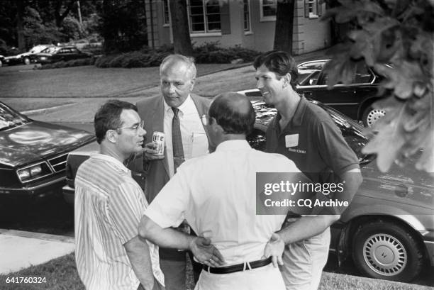 Freshman picnic at Representative Shawn Dooley's home, Rep. James Bacchus, D-Fla., House of Representatives Member, Rep. John David Dingell, D-Mich.,...