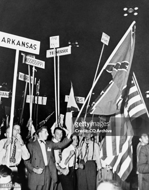 Birmingham, Alabama 1948 Southern Democrats, mostly students University of Mississippu, rally for Storm Thurmond's presidential campaign. 1948.