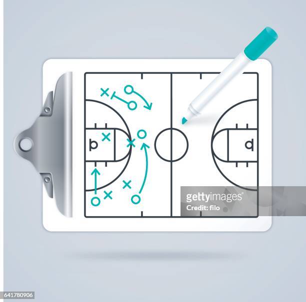 basketball clipboard play diagram - passing sport stock illustrations