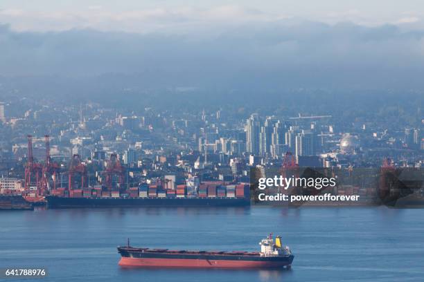 downtown skyline of vancouver, british columbia, canada - vancouver harbour stock pictures, royalty-free photos & images