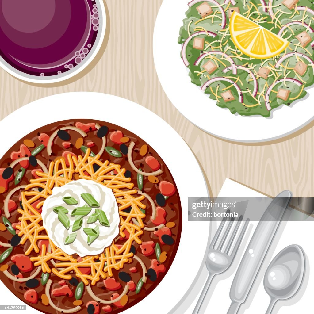Overhead View of a Dinner Table