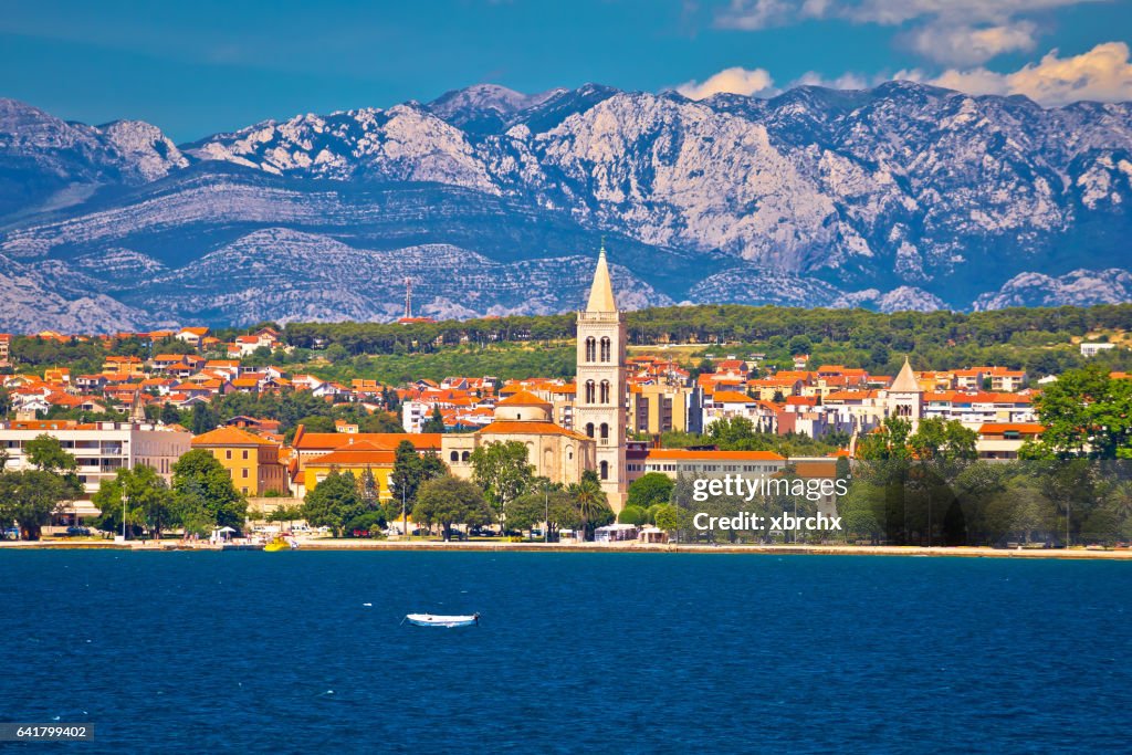 Zadar waterfront view from the sea, Dalmatia, Croatia