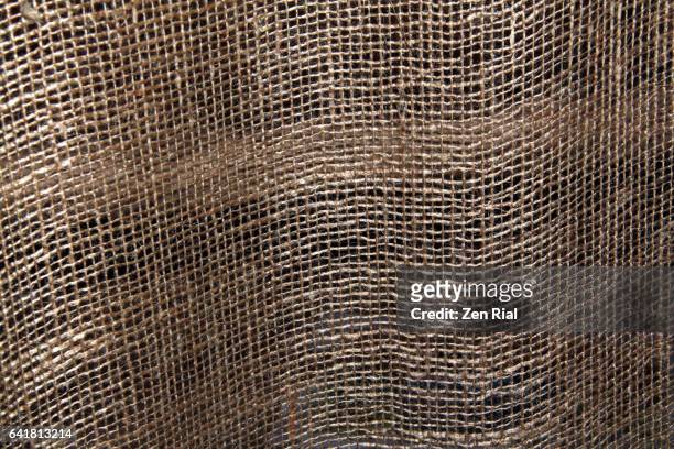 close-up of burlap fabric - textile - linen - jute ストックフォトと画像