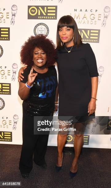 Sheryl Underwood and Aisha Tyler attend 48th NAACP Image Dinner at Pasadena Convention Center on February 10, 2017 in Pasadena, California.