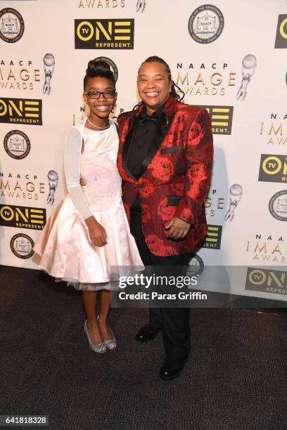 Marsai Martin and Tina Mabry attends 48th NAACP Image Dinner at Pasadena Convention Center on February 10, 2017 in Pasadena, California.