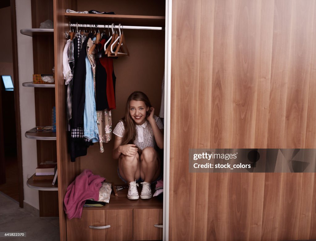 Hiding in the wardrobe