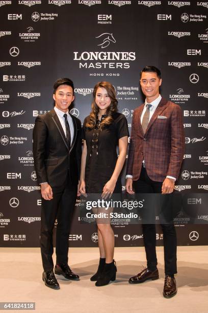 Freeyon Chung, Mr Hong Kong 2016 second runner-up, Tiffany Lau, Miss Hong Kong 2016 first runner-up, and Jackson Lai, Mr Hong Kong 2016, arrive at...