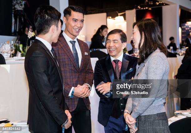 Jackson Lai, Mr Hong Kong 2016, and Freeyon Chung, Mr Hong Kong 2016 second runner-up, arrive at the Longines Masters of Hong Kong 2017 on 12...