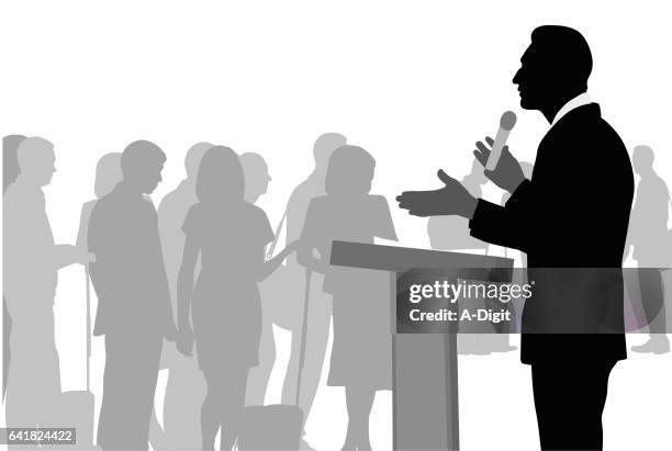 illustrazioni stock, clip art, cartoni animati e icone di tendenza di convincere la folla - discorso programmatico