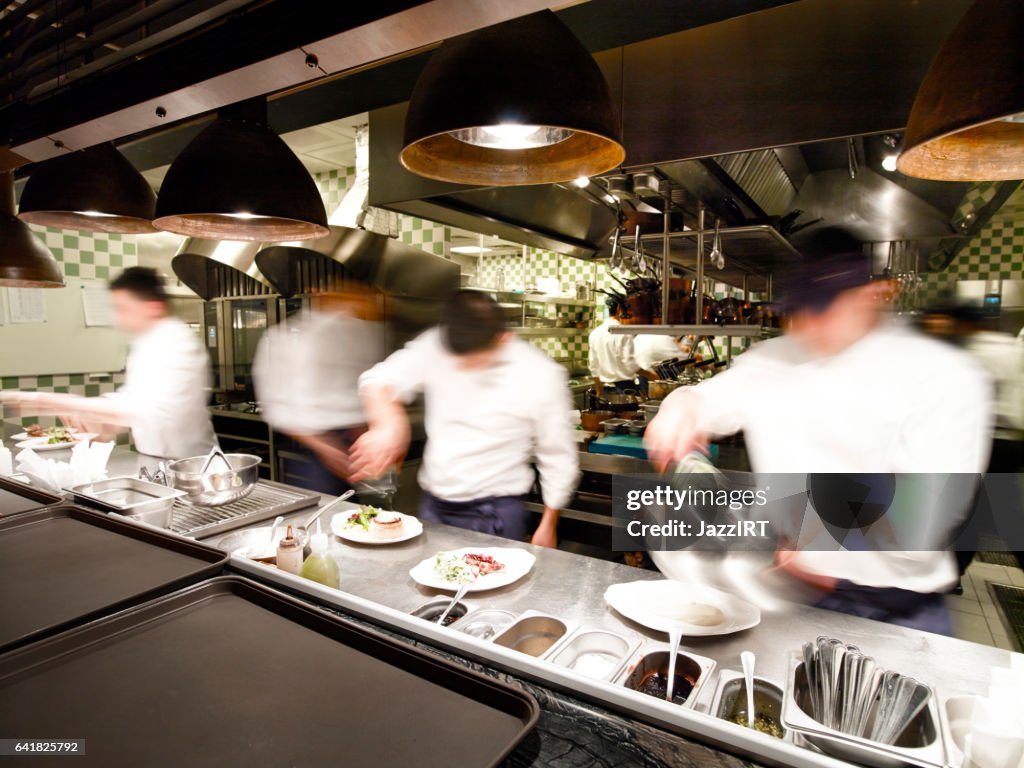 Overly busy restaurant kitchen
