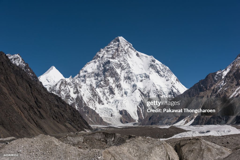 K2 and Angel Peaks from Concordia, K2 Trek, Karakoram Range, Pakistan