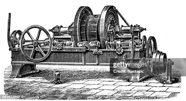 wood cutting machine - log isolated stock illustrations