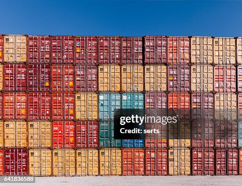 Dock Stack Stack Of Colorful Cargo Containers At The Dock High-Res Stock Photo ...