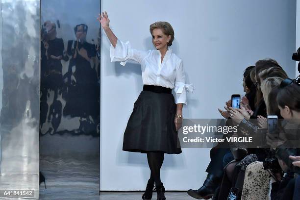 Fashion designer Carolina Herrera walks the runway at the Carolina Herrera Ready to Wear fashion show during New York Fashion Week Fall Winter...