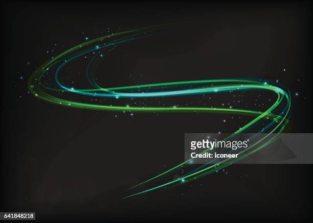 hintergrund wirbel dunkelgrün mit leuchten sterne - 3d stars stock-grafiken, -clipart, -cartoons und -symbole