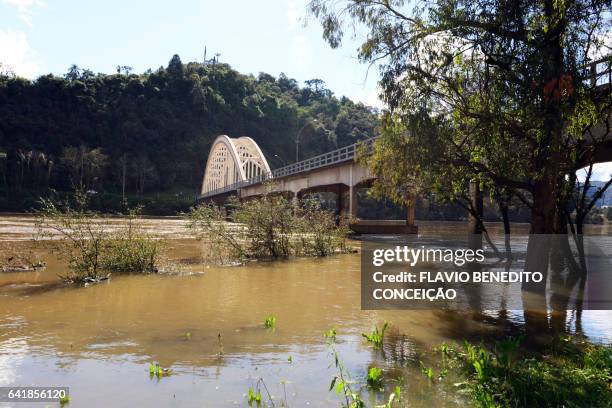 bridge over the iguaçu river in brazil. - estrutura construída stock-fotos und bilder