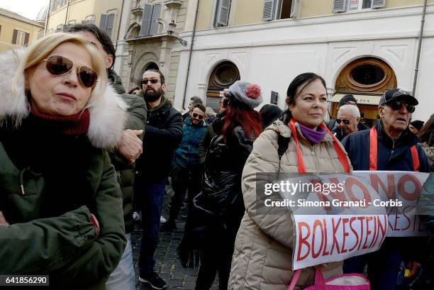 National demonstration of street vendors in front of the Parliament against the Bolkestein Directive, on February 14, 2017 in Rome, Italy.