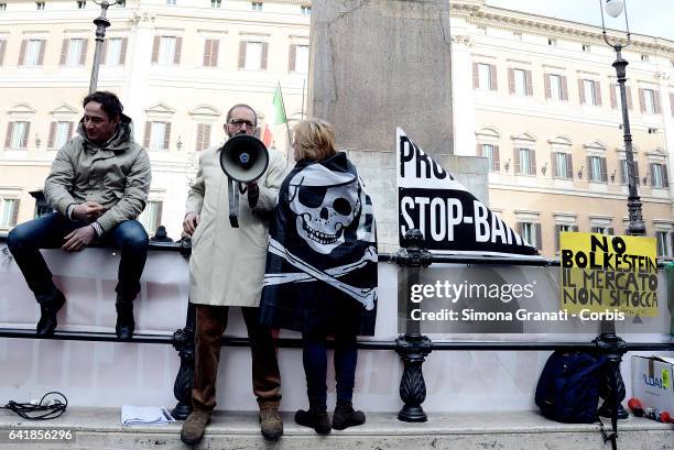 National demonstration of street vendors in front of the Parliament against the Bolkestein Directive, on February 14, 2017 in Rome, Italy.