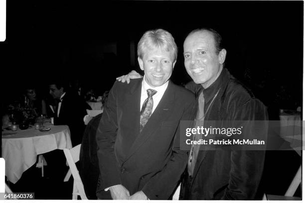 Rupert Smith and Francesco Scavullo at the Liza Minnelli opening night party. May 28, 1987.