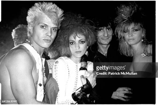 Billy Idol, Perri Lister, Ron and Jo Wood at Perri Lister's birthday party at the Cat Club. April 10, 1984.