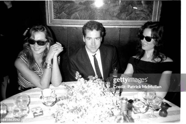 Kimberly DuRoss, Bret Easton Ellis, and Maria Snyder at Hedy Klineman's luncheon at Mortimer's. Saturday, May 9, 1987.