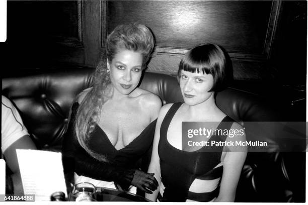 Dianne Brill and Nell Campbell at Dolly Parton's party for Sandy Gallin at Nell's. May 27, 1987.