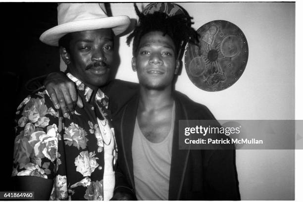 Fred Brathwaite and Jean Michel Basquiat at Anita Sarko's Voodoo Party at the Palladium. Friday, June 13, 1986.