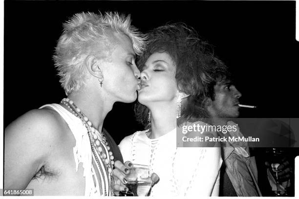 Billy Idol and Perri Lister at Perri Lister's birthday party at the Cat Club. April 10, 1984.