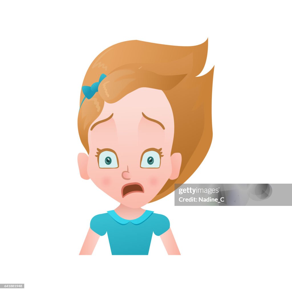 Scared Girl Emoji Or Icon In Cartoon Style High-Res Vector Graphic - Getty  Images