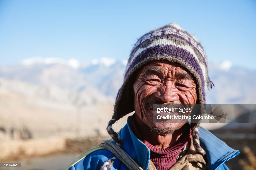 Portrait of a farmer, Upper Mustang region, Nepal