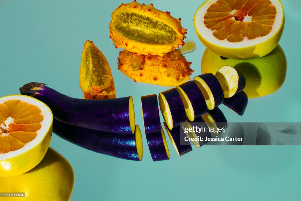 Bold Color Exotic Fruits and Vegetables