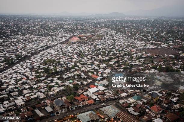 Flying over the city of Goma in a UN helicopter.