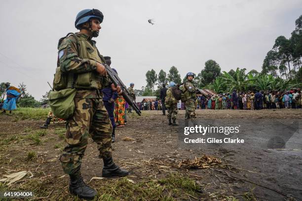 Secretary General Ban Ki-moon and delegation visit the Mungote Internally Displaced Persons camp some 80km north of Goma in The Democratic Republic...