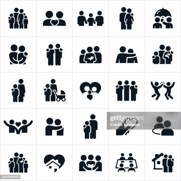 ilustrações de stock, clip art, desenhos animados e ícones de family and relationships icons - hug