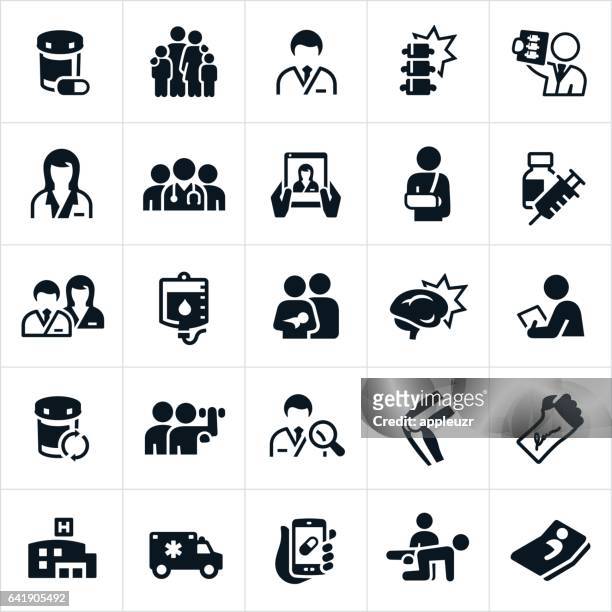 illustrazioni stock, clip art, cartoni animati e icone di tendenza di icone di sanità e medicina  - paziente