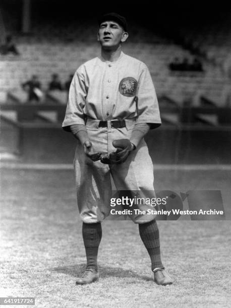 Rabbit Maranville, shortstop and second baseman of the Boston Braves playing shortstop, circa 1915.