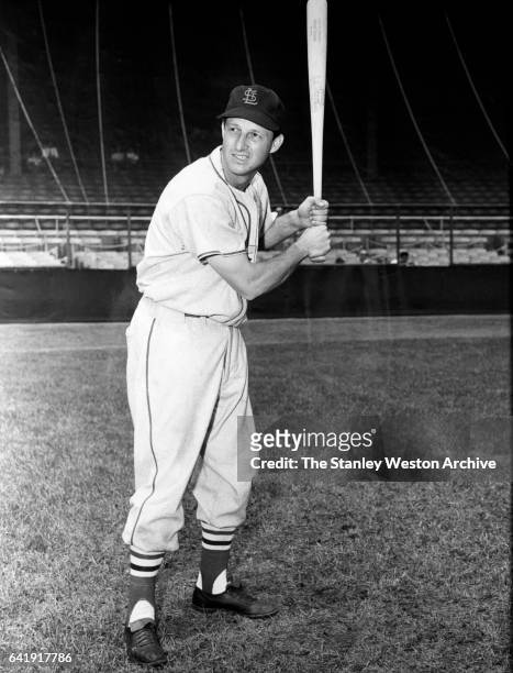 Stan Musial, of the St. Louis Cardinals, poses for a portrait, circa 1950.