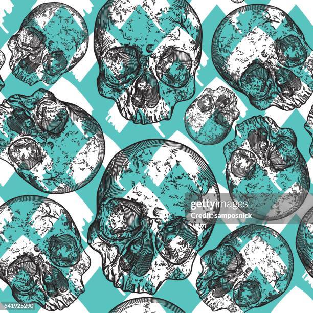 modern punk skull pattern - punk texture stock illustrations