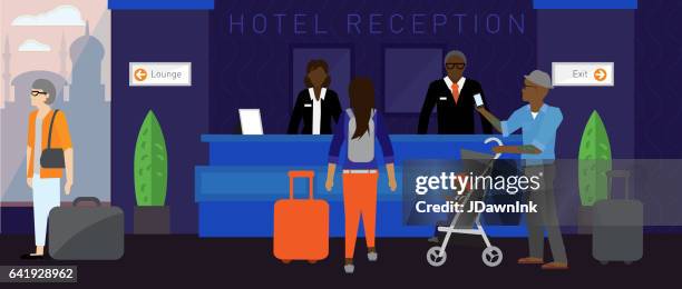 modern hotel scene - concierge stock illustrations