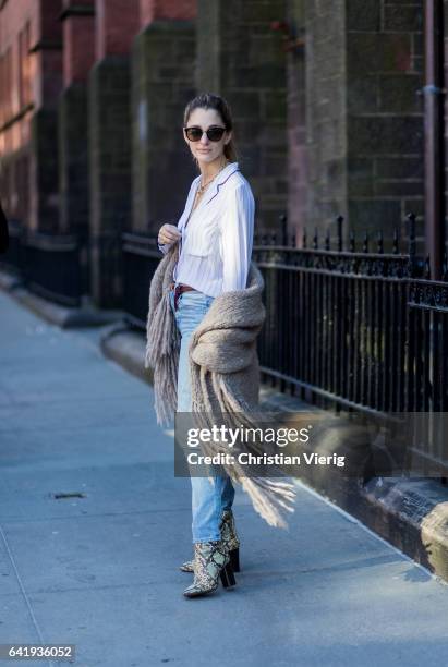 Sofia Sanchez de Betak outside Gabriela Hearst on February 14, 2017 in New York City.